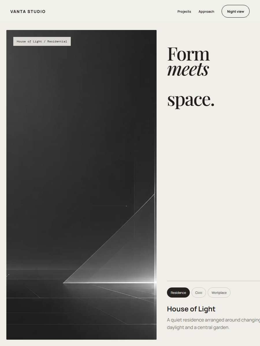 Vanta Studio website preview