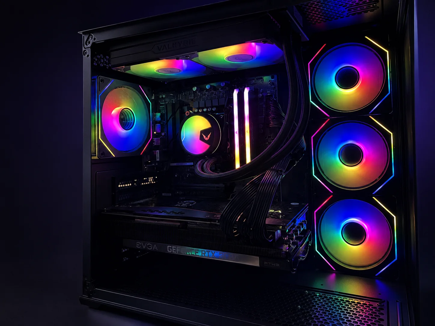 Detailed RGB components inside a custom PC
