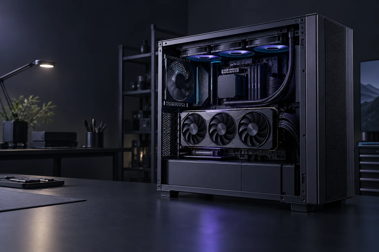 High-performance custom workstation configured for AI workloads